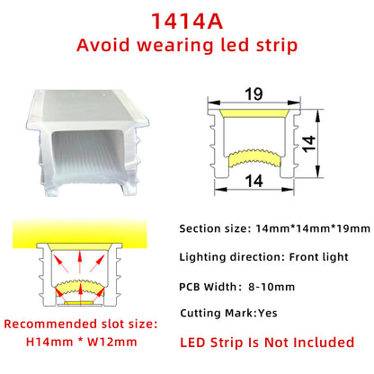 14x14mm Silicone Neon Tube for COB &amp; SMD LED Strips - Flexible Square Profile