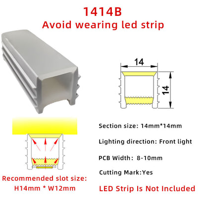 14x14mm Silicone Neon Tube for COB &amp; SMD LED Strips - Flexible Square Profile