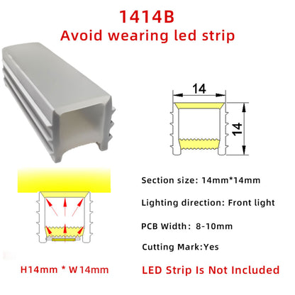 14x14mm Silicone Neon Tube for COB &amp; SMD LED Strips - Flexible Square Profile