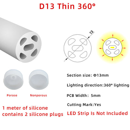 D13 Round Silicone Neon Flex Tube - 360-Degree Omni-Directional Glow for 5mm LED Strips