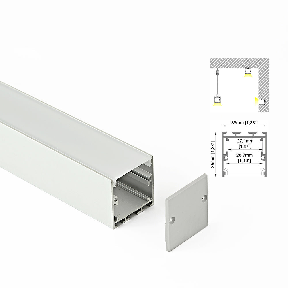 35x35mm LED Aluminum Profile - Heavy-Duty Architectural Linear Lighting Channel for Offices and Homes
