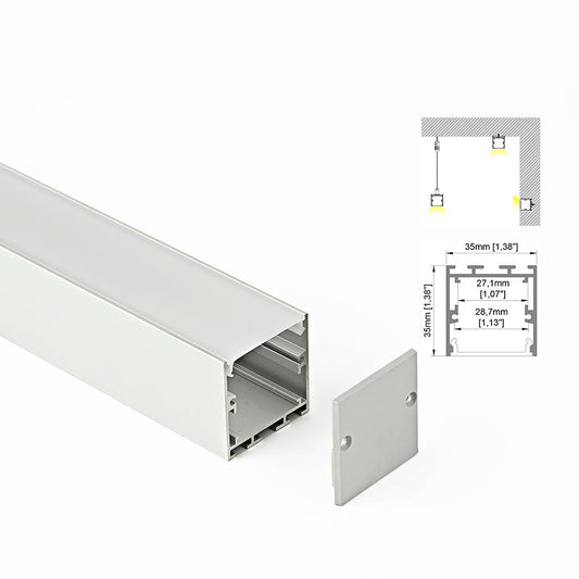 35x35mm LED Aluminum Profile - Heavy-Duty Architectural Linear Lighting Channel for Offices and Homes